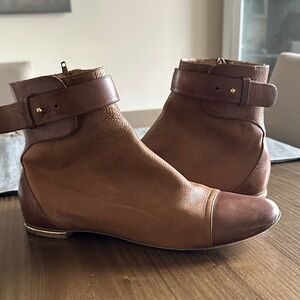 Chloe Tan Leather Ankle Boots